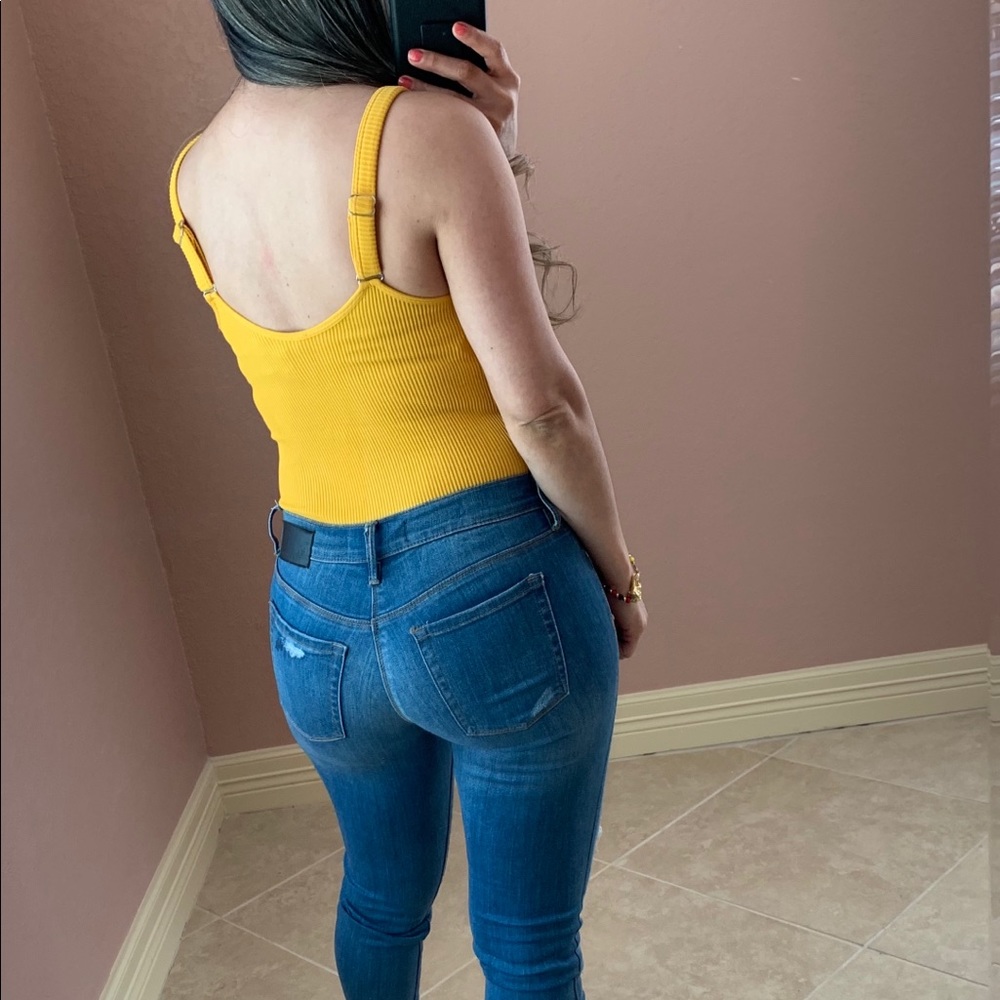 LEXI Ribbed Bodysuit -mustard - Picture 3 of 5